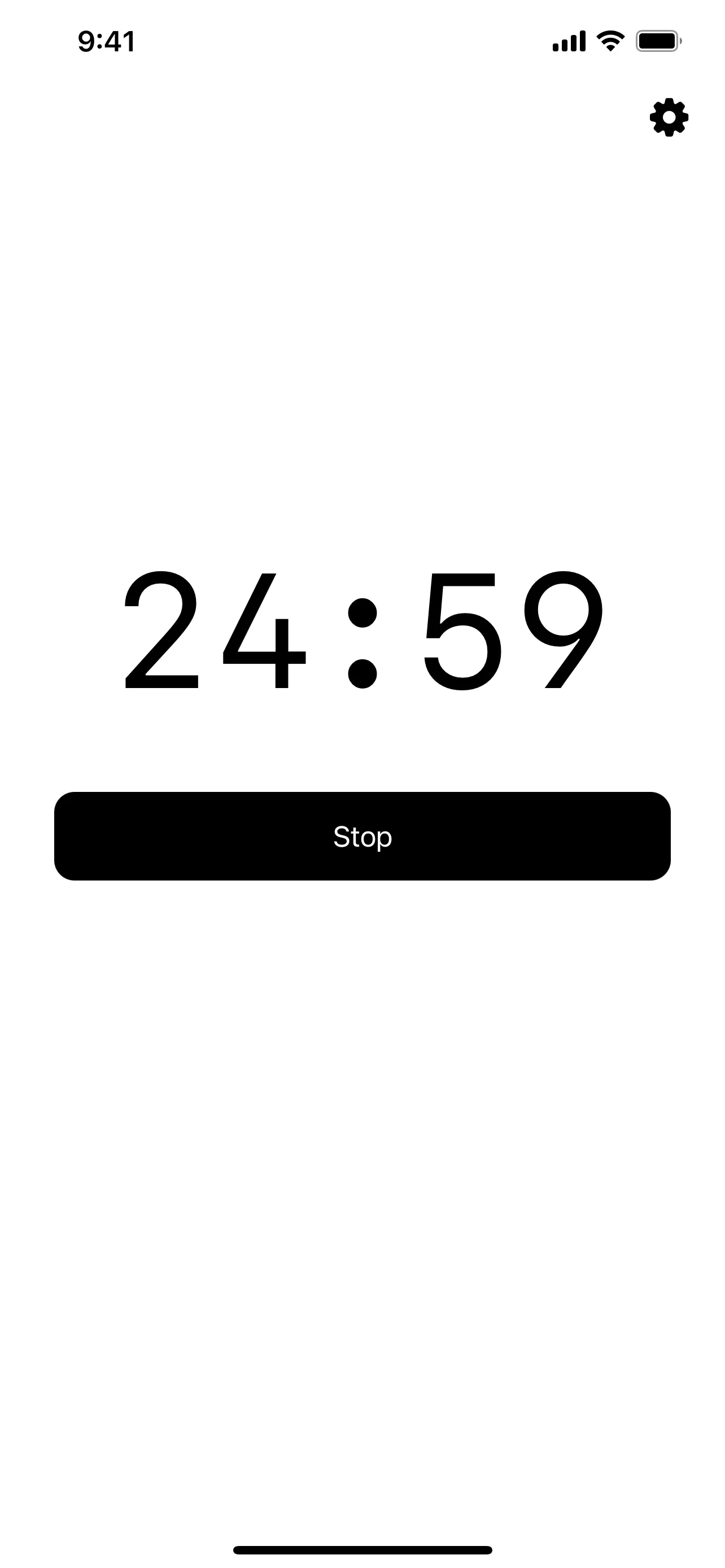 Flip Timer running a focus session with 24 minutes and 59 seconds remaining.